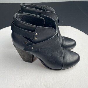 Rag & Bone Women's size 39/us 9 Harrow‎ Straps Ankle Boot Cont Black Leather